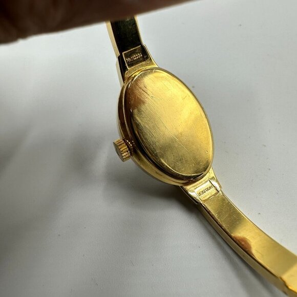 Vintage Nova Watch Women Gold Tone Maroon Bangle Band Manual Wind 6.5 inch main image 8